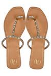 Shop_Preet Kaur_Beige Crystals Stone Embellished Sandals_at_Aza_Fashions