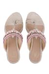 Shop_Preet Kaur_Beige Embroidery, Beads Embellished Kolhapuri Wedges _at_Aza_Fashions