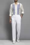 Buy_PARESH LAMBA SIGNATURES_White Crepe Striped Shirt _Online_at_Aza_Fashions