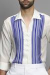 PARESH LAMBA SIGNATURES_White Crepe Striped Shirt _at_Aza_Fashions