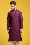 Buy_Seven_Purple Cotton Silk Textured Kurta Set _at_Aza_Fashions