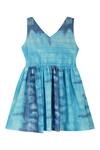 Shop_PWN_Blue Tie And Dye Dress For Girls_at_Aza_Fashions
