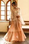 Shop_Palak & Mehak_Peach Cotton, Net Gota Patti Round Embroidered Anarkali With Dupatta _Online_at_Aza_Fashions