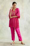 Buy_Palak & Mehak_Pink Kaftan Rayon Crepe Pant  Lining Mulmul Top And Set _at_Aza_Fashions