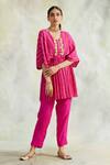 Palak & Mehak_Pink Kaftan Rayon Crepe Pant  Lining Mulmul Top And Set _Online_at_Aza_Fashions