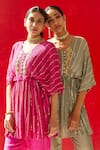 Buy_Palak & Mehak_Pink Kaftan Rayon Crepe Pant  Lining Mulmul Top And Set _Online_at_Aza_Fashions