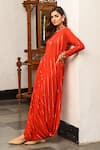 Shop_Palak & Mehak_Red Rayon Crepe Gota Patti Round Embroidered Cowl Tunic And Pant Set _Online_at_Aza_Fashions