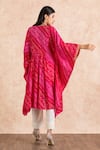 Shop_Palak & Mehak_Pink Cotton Printed Bandhani V Neck Kaftan And Pant Set _at_Aza_Fashions