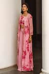 Buy_Palak & Mehak_Pink Georgette Embroidered Gota Patti Floral Print Jacket Palazzo Set For Women_Online_at_Aza_Fashions