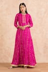Buy_Palak & Mehak_Pink Dupatta Chiffon, Kurta Rayon Crepe Gota Work Round Neck Embroidered Set _Online_at_Aza_Fashions