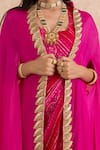 Palak & Mehak_Pink Dress Cotton Printed Bandhani Tunic Scoop Neck With Cape _at_Aza_Fashions