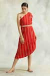 Buy_Palak & Mehak_Red Rayon Crepe Embellished Stripes One Shoulder Cowl Dress _Online_at_Aza_Fashions