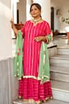 Buy_Palak & Mehak_Pink Modal Floral Print, Gota Patti Round Notched Layered Kurta With Dupatta _at_Aza_Fashions