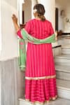 Shop_Palak & Mehak_Pink Modal Floral Print, Gota Patti Round Notched Layered Kurta With Dupatta _at_Aza_Fashions