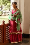 Buy_Palak & Mehak_Pink Modal Floral Print, Gota Patti Round Notched Layered Kurta With Dupatta _Online_at_Aza_Fashions