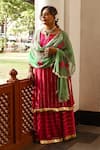 Shop_Palak & Mehak_Pink Modal Floral Print, Gota Patti Round Notched Layered Kurta With Dupatta _Online_at_Aza_Fashions