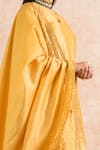 Palak & Mehak_Yellow Chanderi Embroidered Gota Work Round Neck Kurta Set _at_Aza_Fashions