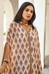 Shop_Palak & Mehak_Peach Georgette Printed Kaftan Tunic And Pant Set_Online_at_Aza_Fashions