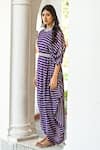 Shop_Palak & Mehak_Purple Pure Georgette Banarasi Embroidered Gota Striped Cowl Tunic And Pant Set _Online_at_Aza_Fashions