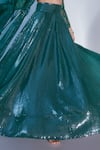 Shop_Premya By Manishii_Green Blouse Net (lining Butter Crepe) Lehenga Sequin Pleated Dupatta Set _Online_at_Aza_Fashions