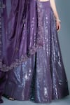 Shop_Premya By Manishii_Purple Organza, Georgette Pleated Sequin V Neck Embroidered Lehenga Set_Online_at_Aza_Fashions