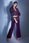 Buy Premya By Manishii Purple Georgette Italian Cady Cutdana, Pearls, Hand Embroidered Pant Set at Aza Fashions Buy_Premya By Manishii_Purple Georgette Italian Cady Cutdana, Pearls, Hand Embroidered Pant Set_at_Aza_Fashions