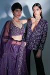 Shop Premya By Manishii Purple Georgette Italian Cady Cutdana, Pearls, Hand Embroidered Pant Set at Aza Fashions Shop_Premya By Manishii_Purple Georgette Italian Cady Cutdana, Pearls, Hand Embroidered Pant Set_at_Aza_Fashions