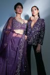 Buy_Premya By Manishii_Purple Georgette Hand Embroidered Pant Set_Online_at_Aza_Fashions