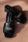 Buy_PHENOMINAAL_Black Embellishments Cinder Double Chain Block Heels _at_Aza_Fashions