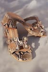 Buy_PHENOMINAAL_Beige Printed Snake Block Heels _at_Aza_Fashions