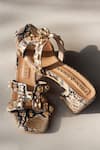 PHENOMINAAL_Beige Printed Snake Block Heels _Online_at_Aza_Fashions