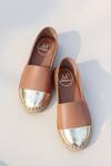 Shop_PHENOMINAAL_Brown Solid Color Block Leather Espadrilles _at_Aza_Fashions