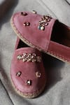 PHENOMINAAL_Pink Embroidered Velvet Espadrilles _Online_at_Aza_Fashions