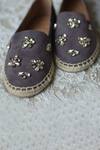 Shop_Phenominaal_Grey Handcrafted Crystal Embroidered Espadrilles_at_Aza_Fashions