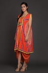 Buy_Preeti S Kapoor_Orange U Neck Draped Dress With Jacket _at_Aza_Fashions