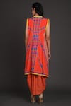 Shop_Preeti S Kapoor_Orange U Neck Draped Dress With Jacket _at_Aza_Fashions