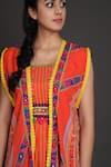 Preeti S Kapoor_Orange U Neck Draped Dress With Jacket _at_Aza_Fashions