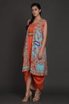 Buy_Preeti S Kapoor_Orange U Neck Draped Dress With Jacket _Online_at_Aza_Fashions