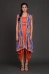 Buy_Preeti S Kapoor_Orange U Neck Draped Dress With Jacket _Online_at_Aza_Fashions