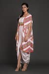 Buy_Preeti S Kapoor_White U Neck Draped Dress With Jacket _at_Aza_Fashions