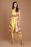 Buy_Preeti S Kapoor_Yellow Round Cowl Draped Jumpsuit With Jacket _Online_at_Aza_Fashions