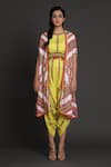 Preeti S Kapoor_Yellow Round Cowl Draped Jumpsuit With Jacket _Online_at_Aza_Fashions