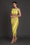 Shop_Preeti S Kapoor_Yellow Round Cowl Draped Jumpsuit With Jacket _Online_at_Aza_Fashions