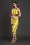 Preeti S Kapoor_Yellow Round Cowl Draped Jumpsuit With Jacket _Online_at_Aza_Fashions