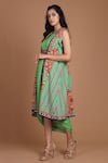 Buy_Preeti S Kapoor_Green Crepe Round Printed Draped Dress With Cape _at_Aza_Fashions