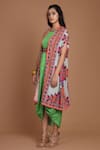 Shop_Preeti S Kapoor_Green Crepe Round Printed Draped Dress With Cape _Online_at_Aza_Fashions