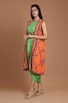 Shop_Preeti S Kapoor_Green Crepe Round Printed Draped Dress With Cape _Online_at_Aza_Fashions