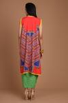 Shop_Preeti S Kapoor_Green Crepe Round Printed Draped Dress With Cape _at_Aza_Fashions