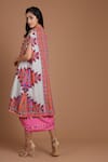 Shop_Preeti S Kapoor_Pink Crepe Round Printed Draped Dress With Cape _Online_at_Aza_Fashions