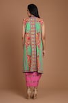 Shop_Preeti S Kapoor_Pink Crepe Round Printed Draped Dress With Cape _at_Aza_Fashions